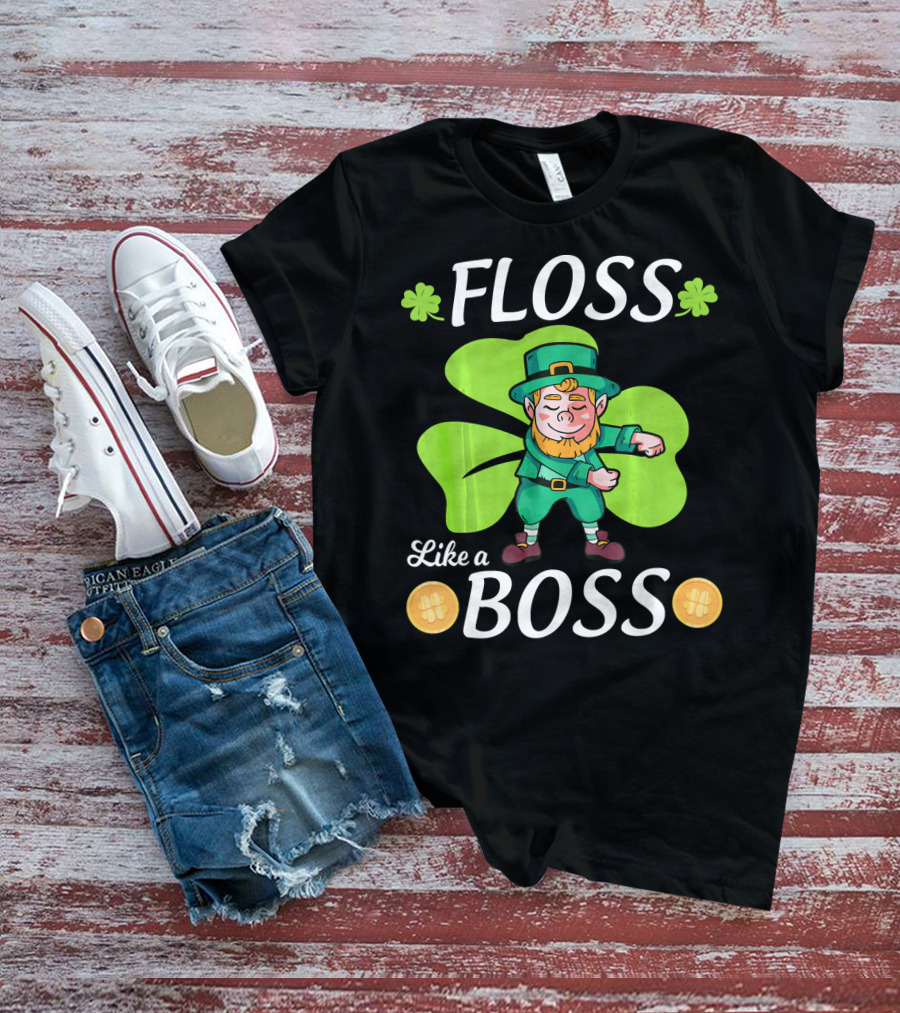 Floss Like A Boss Leprechaun Shamrock Coins T-Shirt