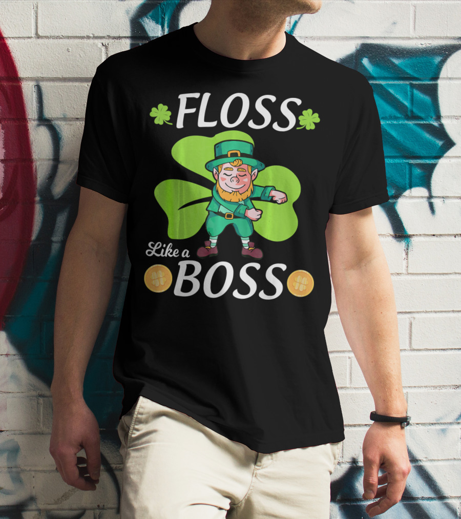Floss Like A Boss Leprechaun Shamrock Coins T-Shirt