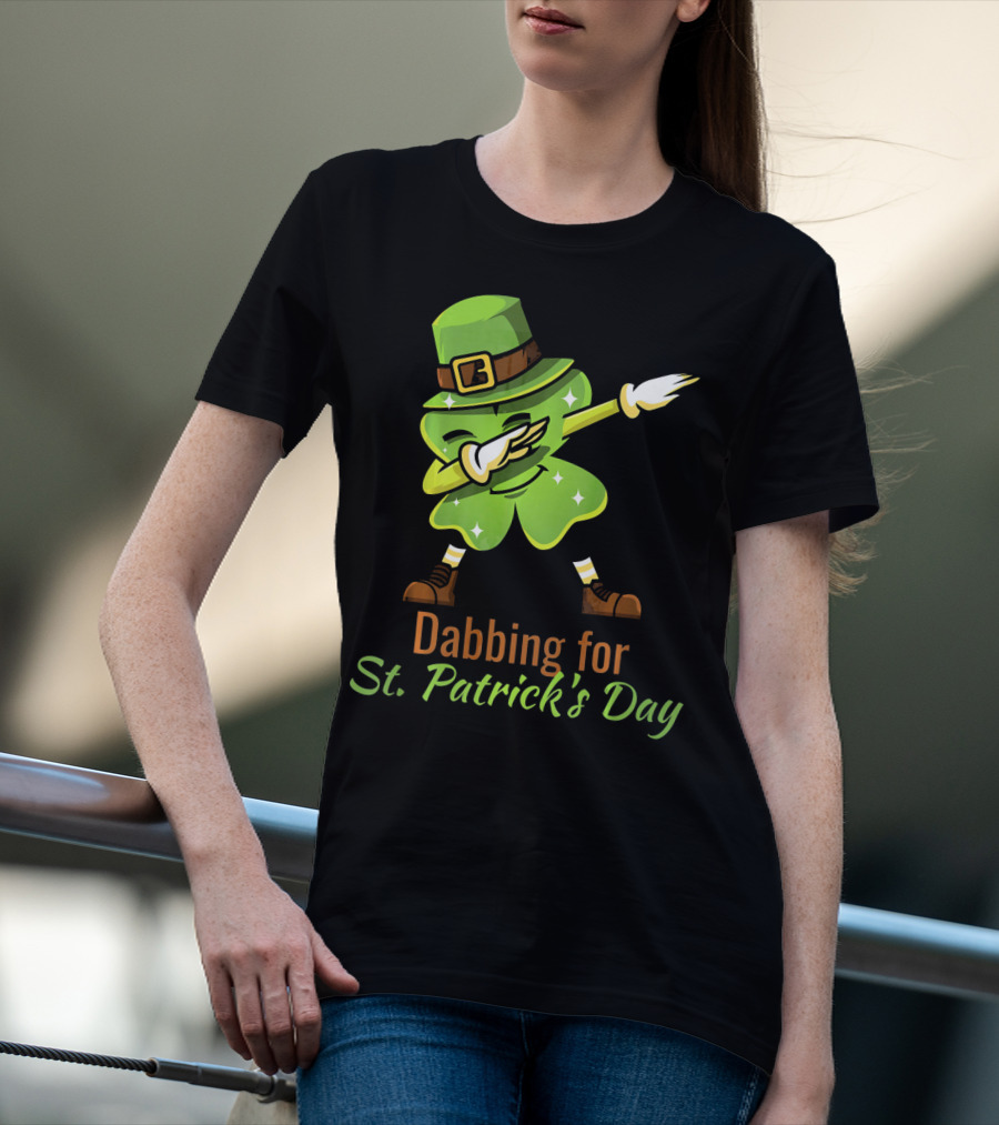 Dabbing For St. Patrick's Day Funny Dabbing Shamrock T-Shirt