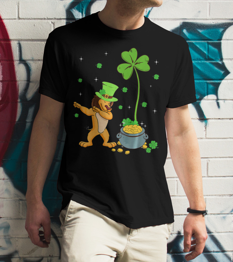 Shamrock Leprechaun Lion Pot Of Gold Clover Dance T-Shirt