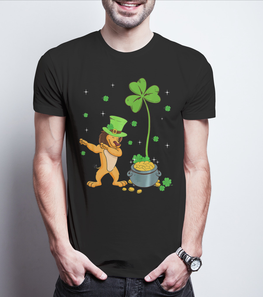 Shamrock Leprechaun Lion Pot Of Gold Clover Dance T-Shirt