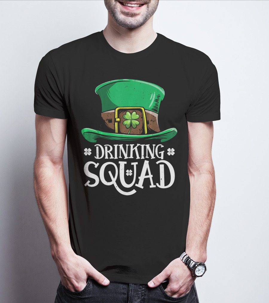 Leprechaun Drinking Squad St Pat Green Hat Clover St Patrick's Day T-Shirt