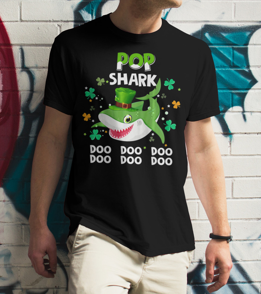 POP SHARK St. Patrick Day Doo Doo Doo Shamrock T-Shirt