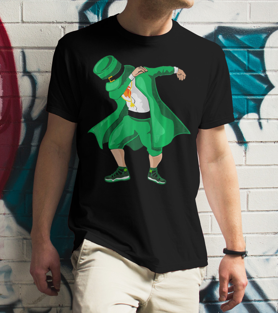 Dabbing Irish Leprechaun In Green Suit With Shamrock Shoes T-Shirt