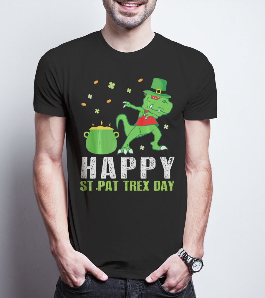 Hap St. Pat T-Rex Day Dinosaur Leprechaun Dab Spot Of Gold T-Shirt