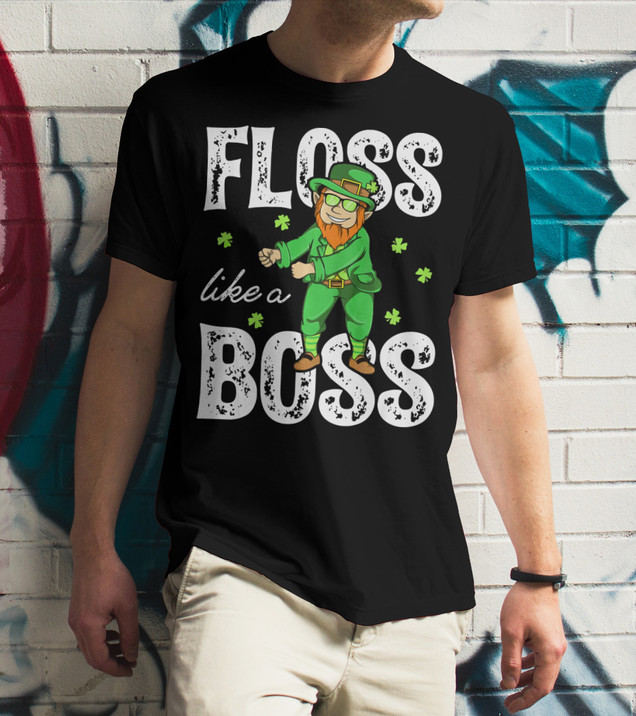 Floss Like A Boss Leprechaun Shamrock Irish T-Shirt