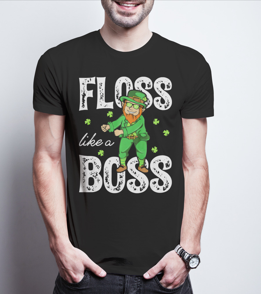 Floss Like A Boss Leprechaun Shamrock Irish T-Shirt