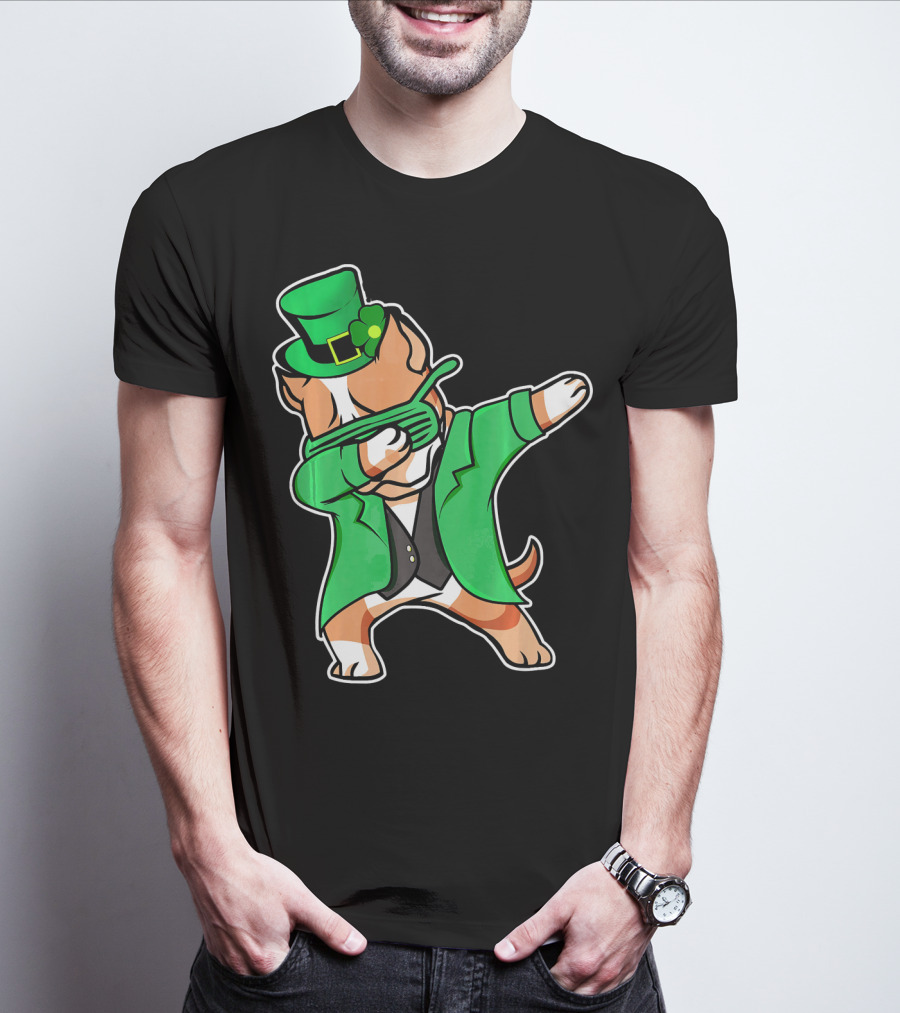 Dabbing Pitbull Leprechaun St. Patrick's Day T-Shirt