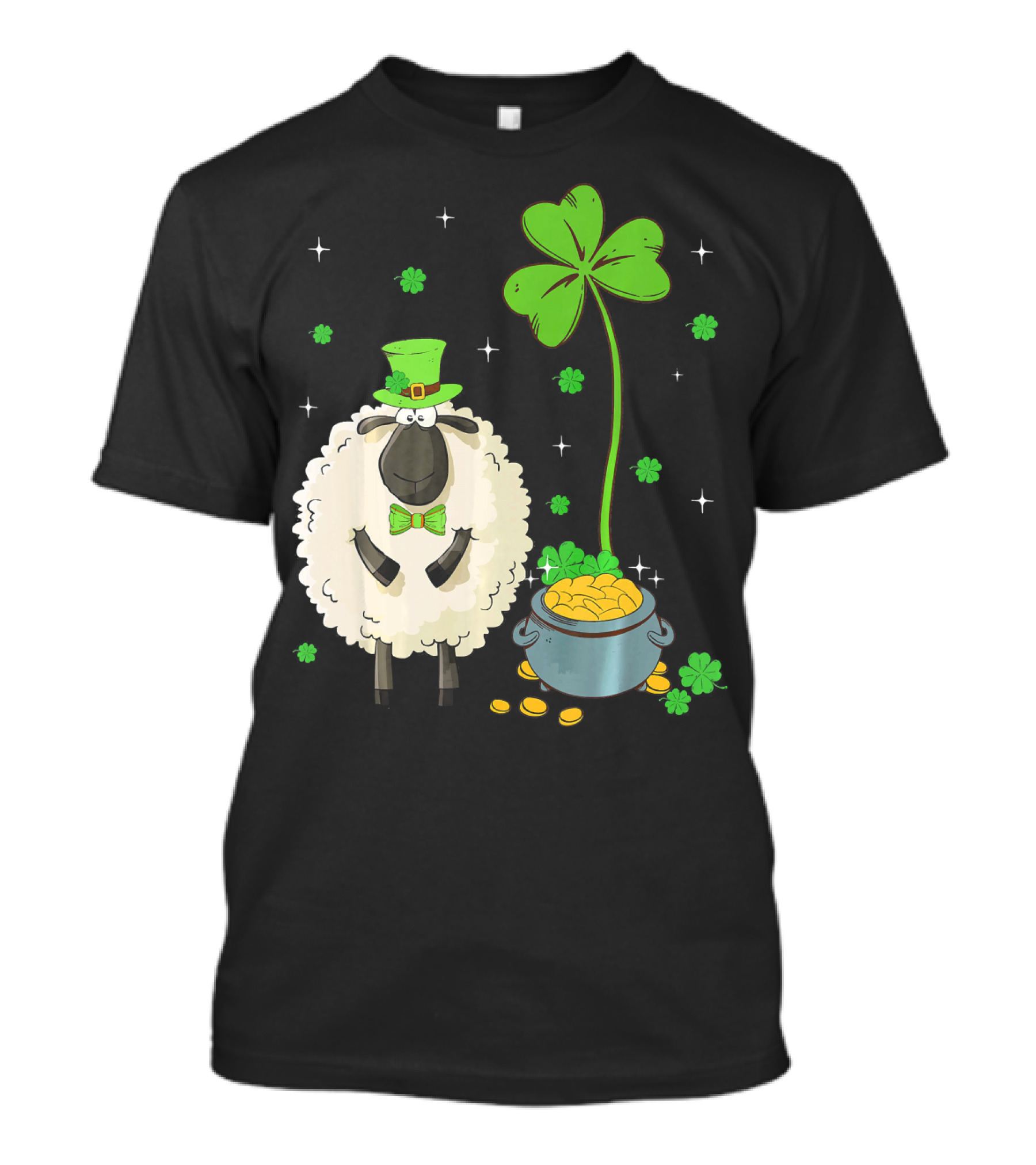 Shamrock Leprechaun Sheep With Pot Of Gold And Clover For St Patricks Day T-Shirt