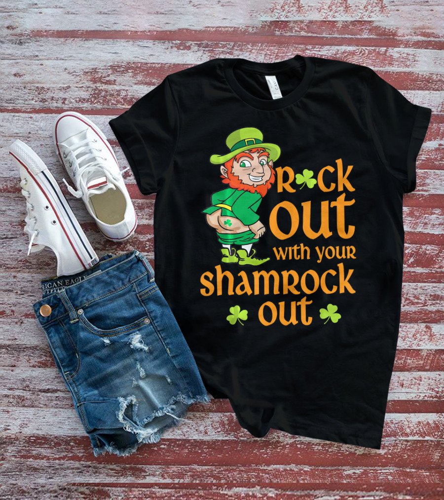 St Patricks Day Rock Out With Your Shamrock Out T-Shirt