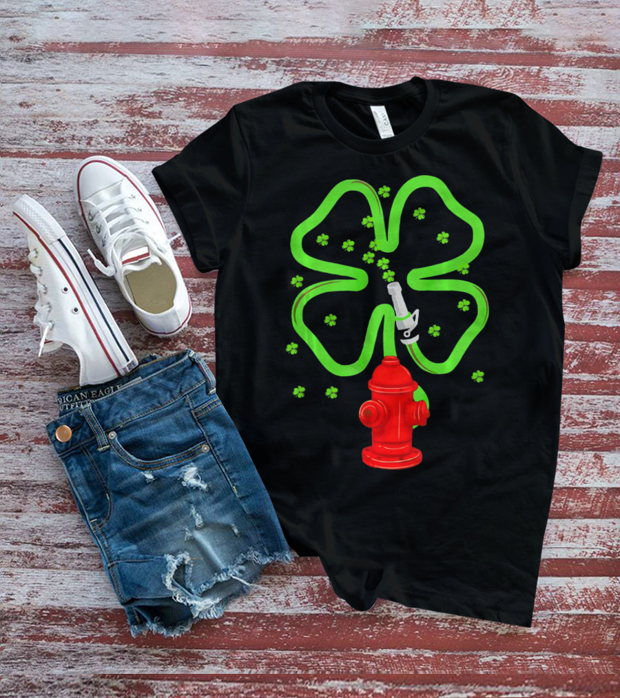 Fire Fighter Shamrock St Patrick Day Hydrant Clover T-Shirt