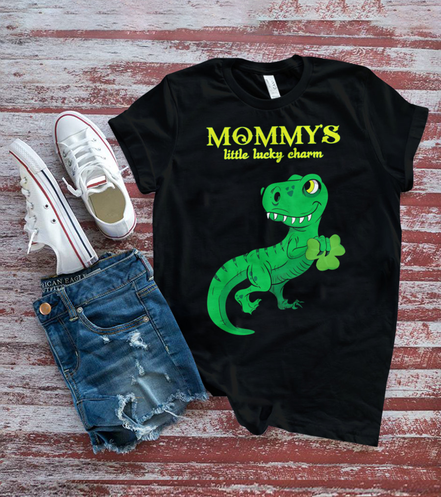 Mommy's Little Lucky Charm Dinosaur Kids St Patrick's Day T-Shirt