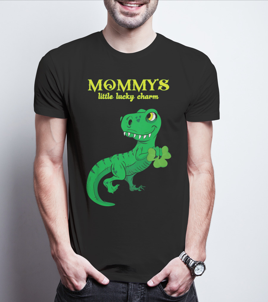 Mommy's Little Lucky Charm Dinosaur Kids St Patrick's Day T-Shirt
