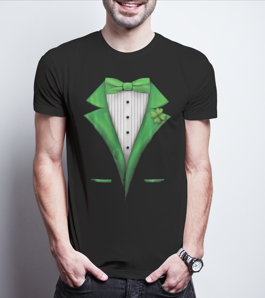 St. Patricks Day Clover Green Tuxedo Bow Tie Classic T-Shirt