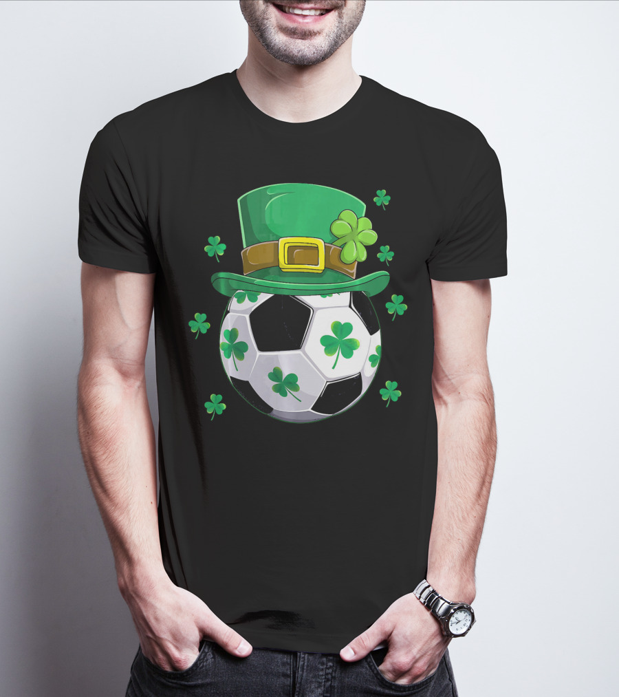 Leprechaun Hat Shamrock Soccer Ball St Patricks Day T-Shirt