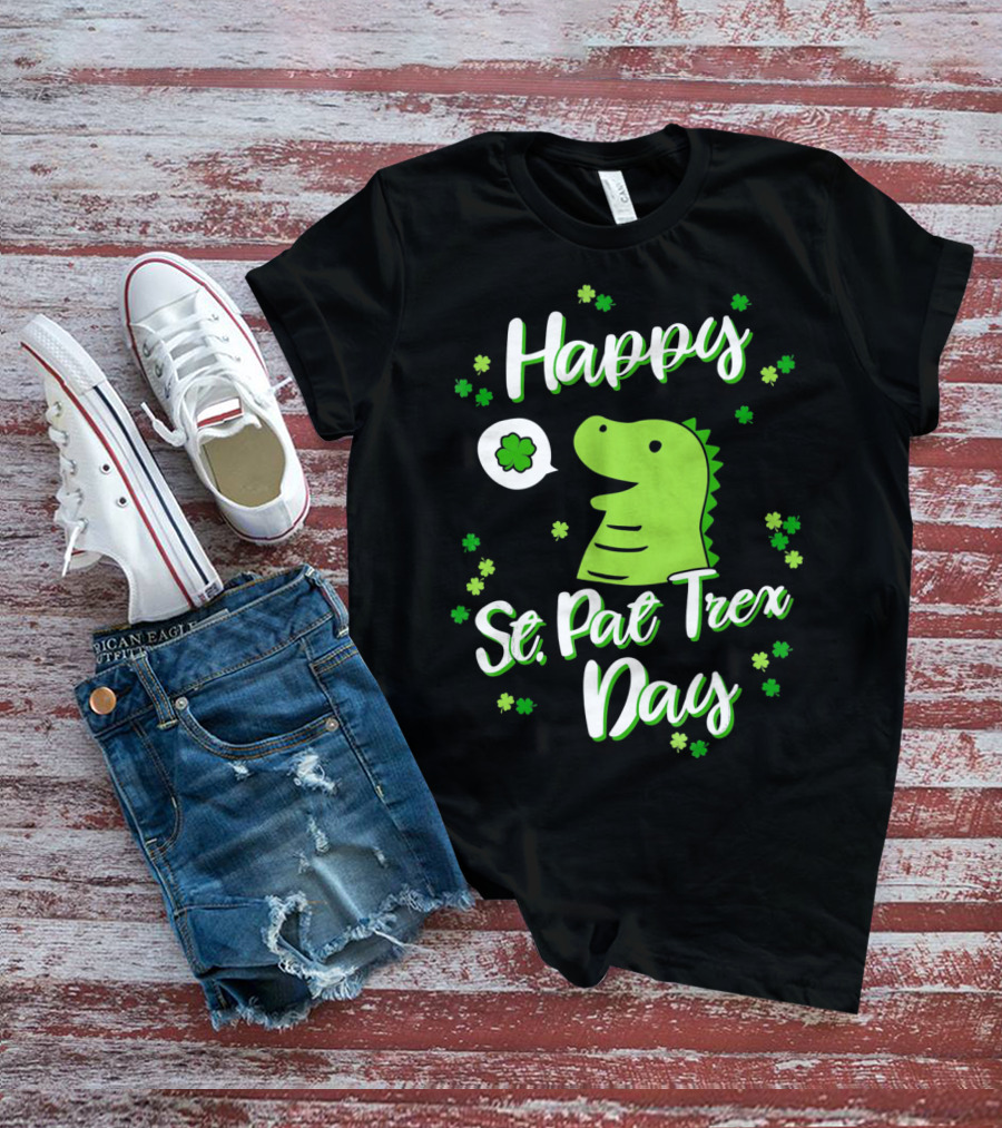 Happy St. Pat Trex Day With Dinosaur And Shamrocks T-Shirt