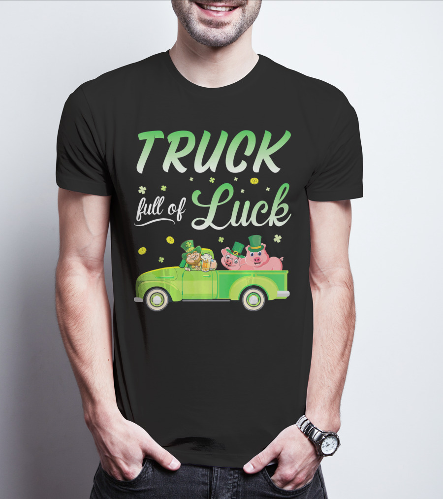 Truck Full Of Luck Leprechaun With Beer And Pigs T-Shirt