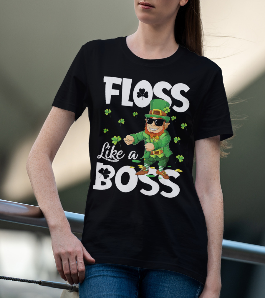 Floss Like A Boss Dancing Leprechaun With Shamrocks T-Shirt