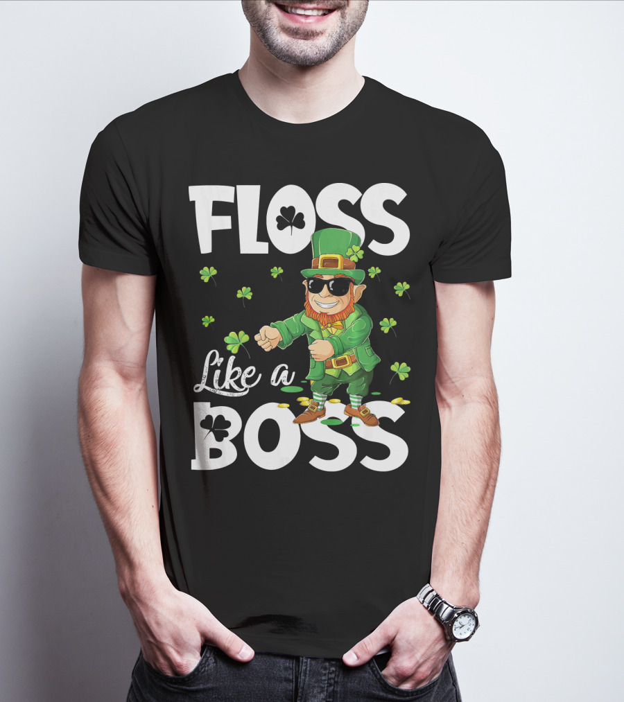 Floss Like A Boss Dancing Leprechaun With Shamrocks T-Shirt