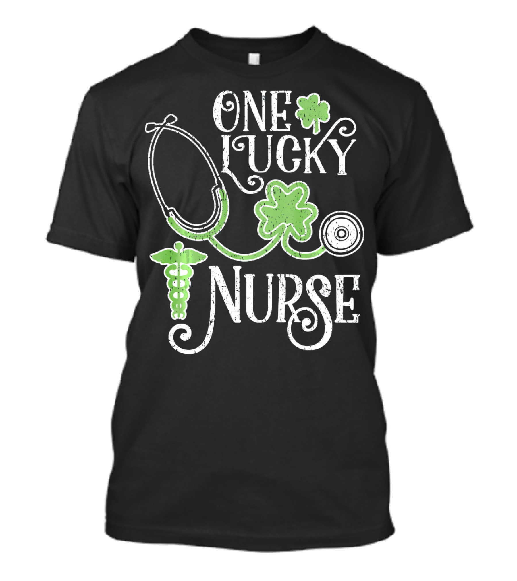 One Lucky Nurse Stethoscope Shamrock Caduceus St Patricks Day T-Shirt