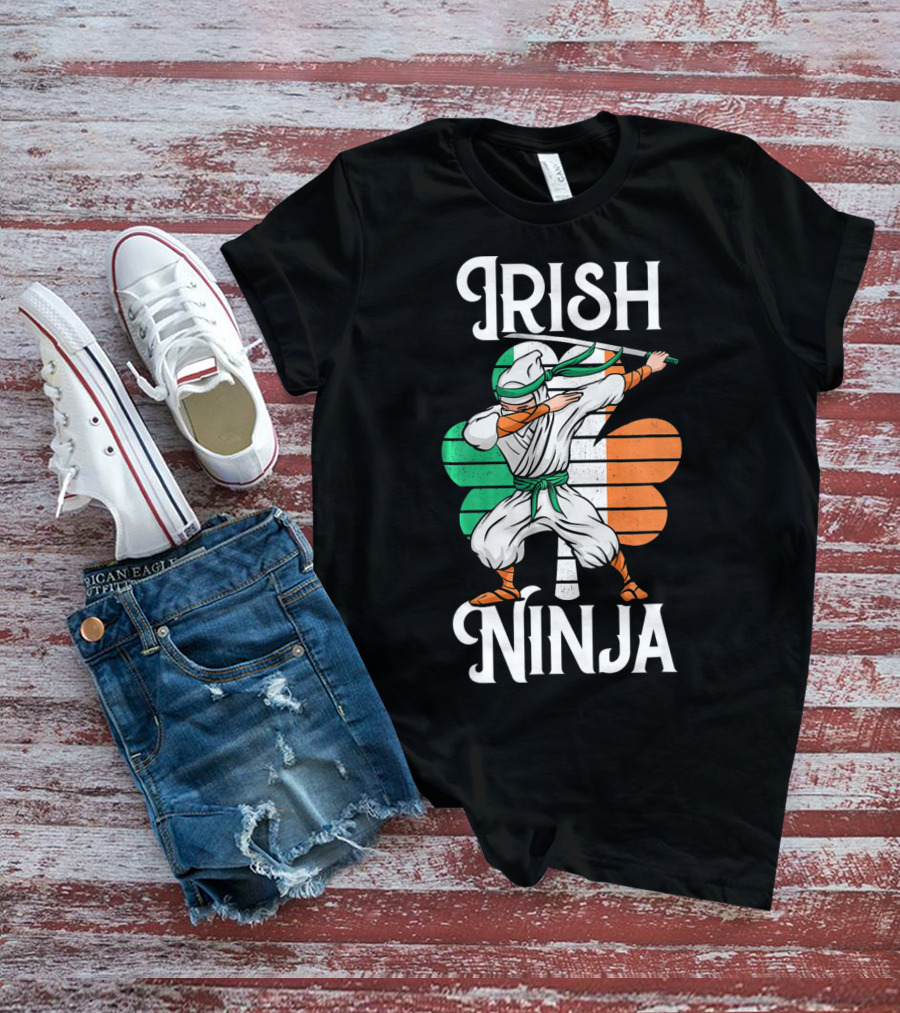 Irish Ninja Clover Martial Arts Pose T-Shirt