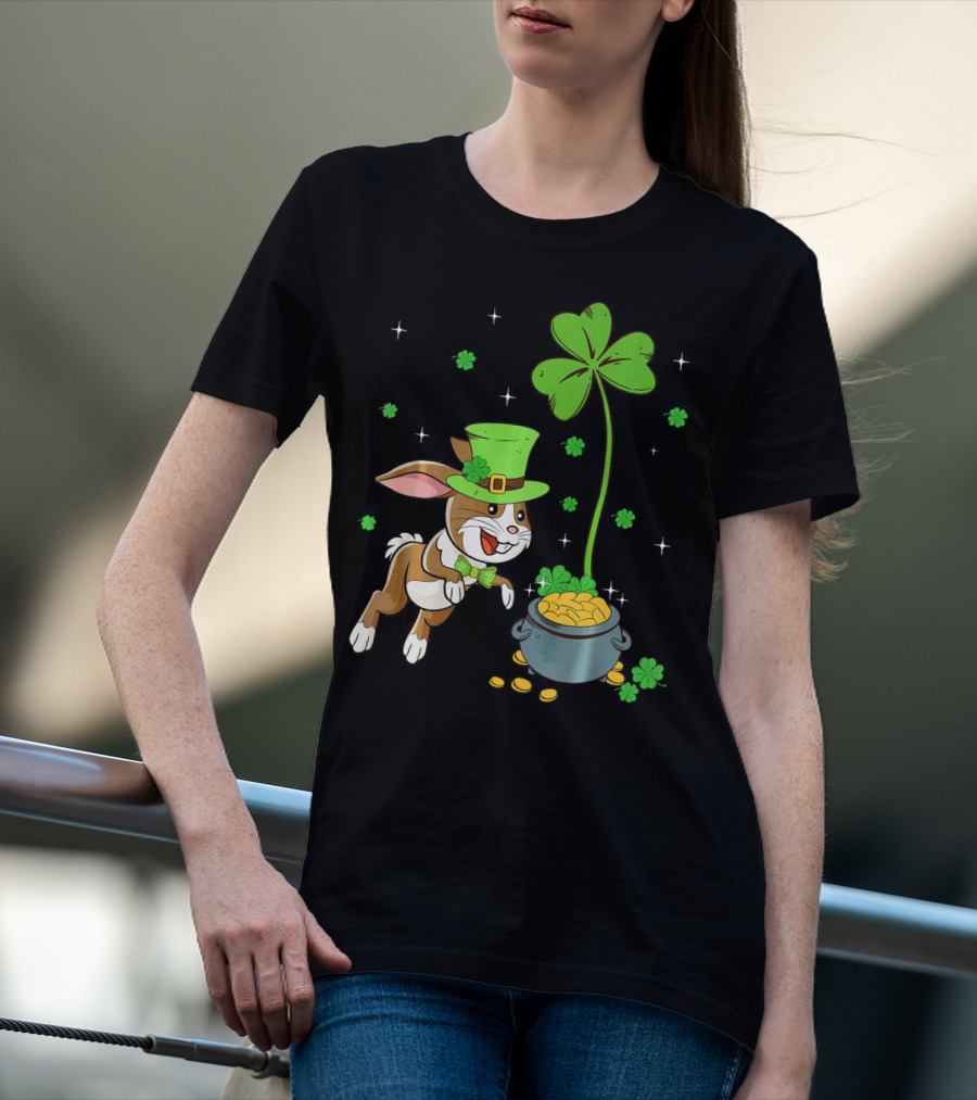 Shamrock Leprechaun Hare Lucky Clover Treasure T-Shirt