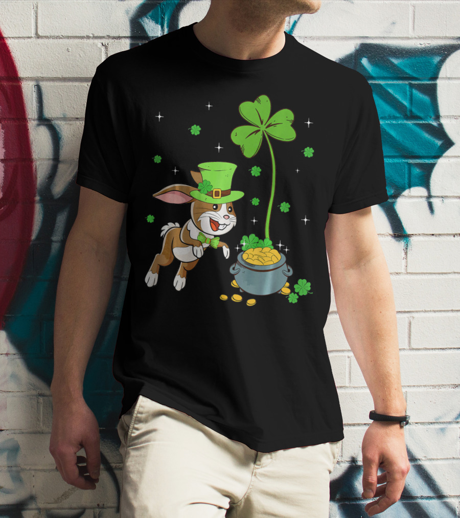 Shamrock Leprechaun Hare Lucky Clover Treasure T-Shirt