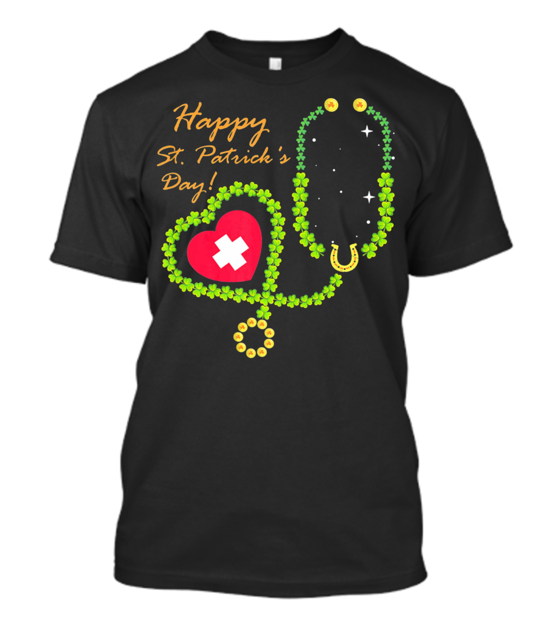 Happy St. Patrick's Day Shamrock Stethoscope Nurse T-Shirt