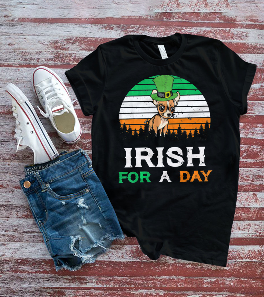 Irish For A Day Retro Vintage Chihuahua St. Patrick's Hat T-Shirt