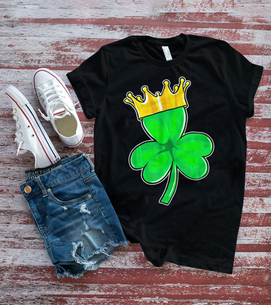 Four Leaf Clover King With Crown Of Luck T-Shirt