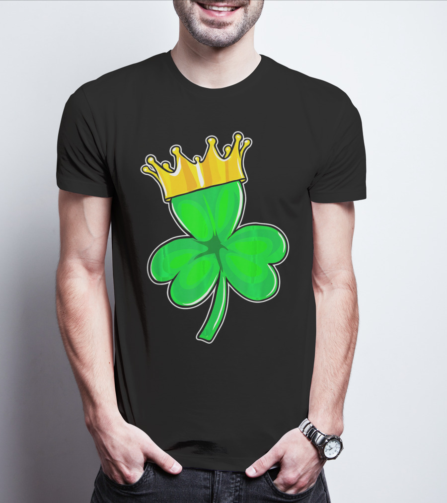 Four Leaf Clover King With Crown Of Luck T-Shirt