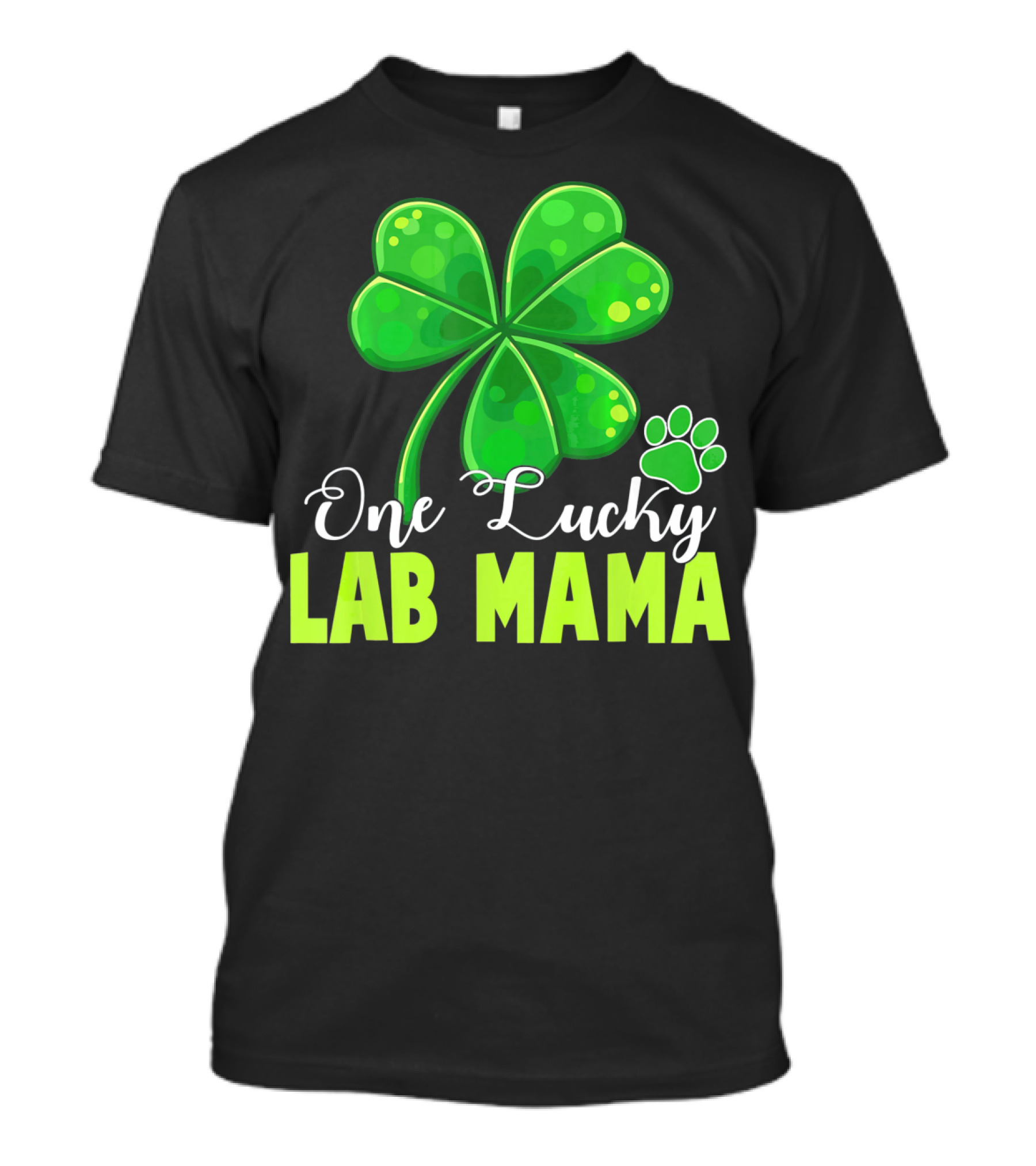 One Lucky Lab Mama Shamrock Paw Prints T-Shirt