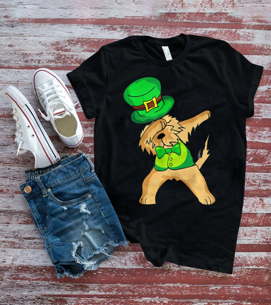 Dabbing Leprechaun Kids Irish Terrier St. Patrick's Day Dog Bow Tie T-Shirt