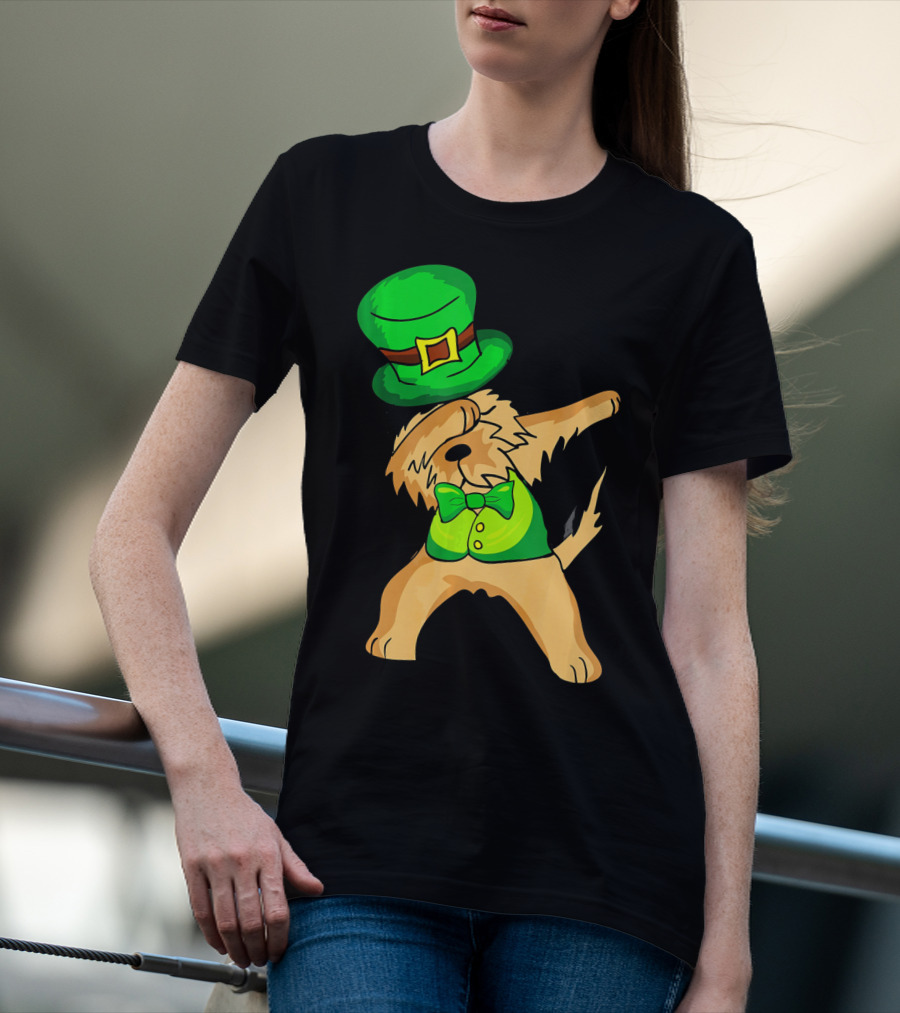 Dabbing Leprechaun Kids Irish Terrier St. Patrick's Day Dog Bow Tie T-Shirt