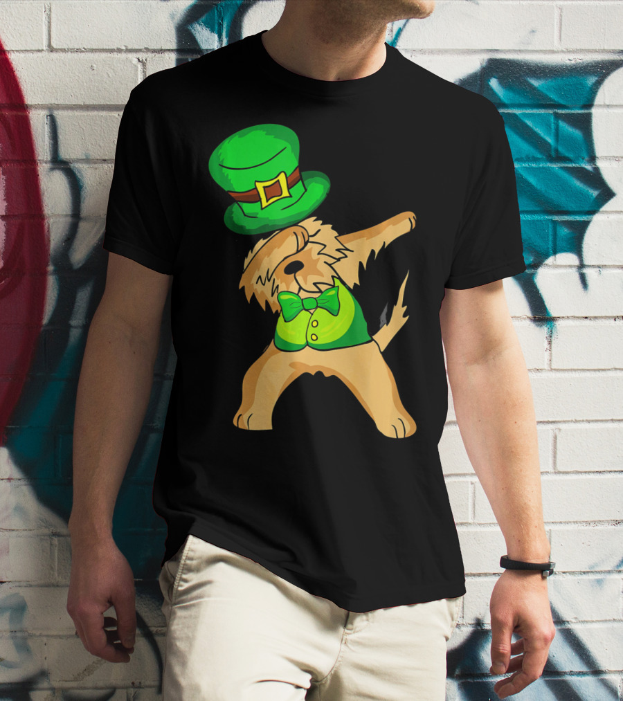 Dabbing Leprechaun Kids Irish Terrier St. Patrick's Day Dog Bow Tie T-Shirt