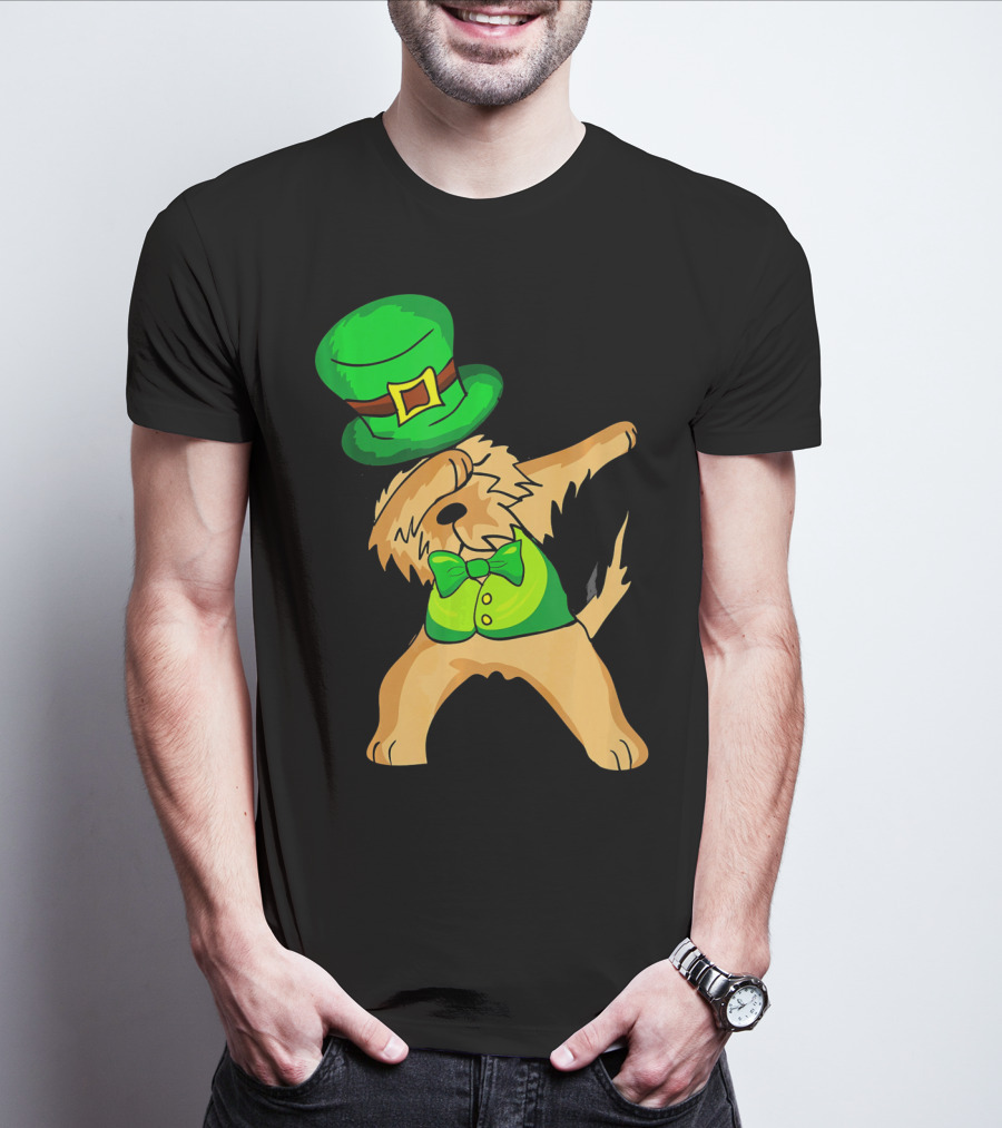 Dabbing Leprechaun Kids Irish Terrier St. Patrick's Day Dog Bow Tie T-Shirt