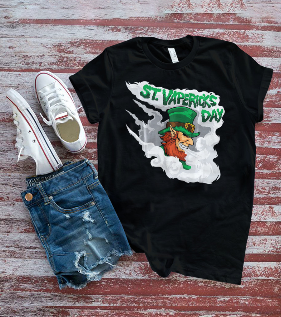 St. Vapericks Day With Vaping Leprechaun And Smoke Swirls T-Shirt
