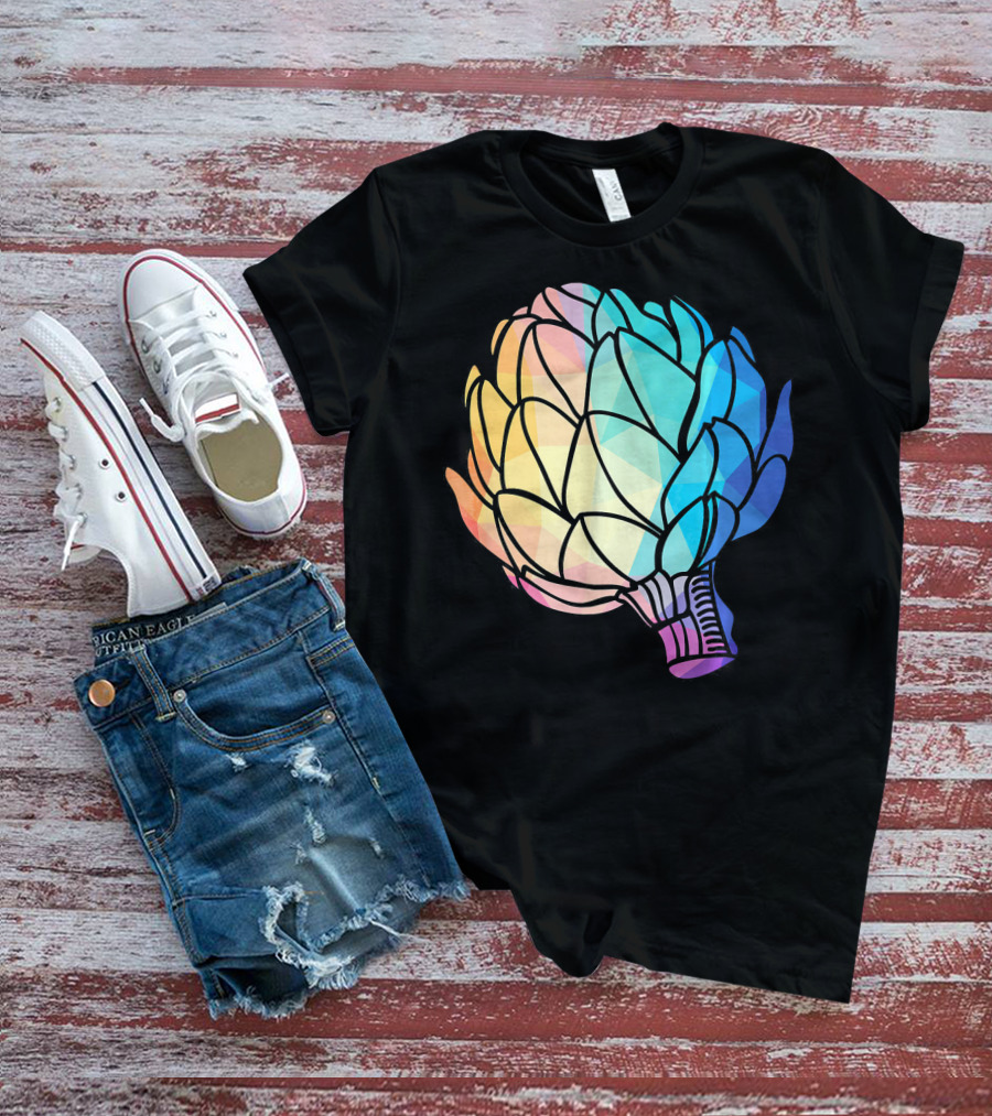 Low Poly Artichoke Vegetarian Rainbow Geometric T-Shirt