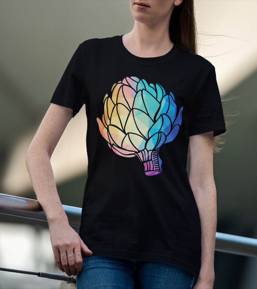 Low Poly Artichoke Vegetarian Rainbow Geometric T-Shirt