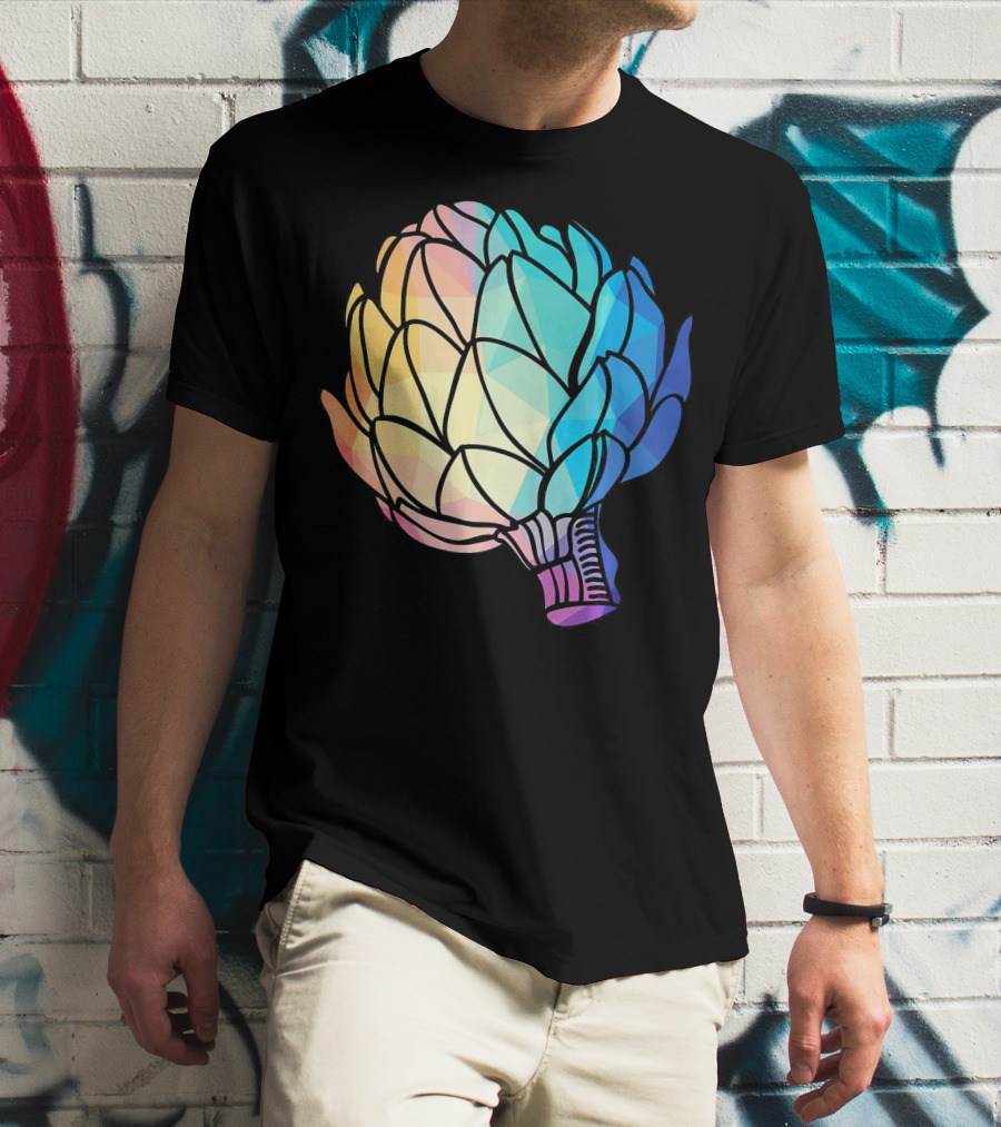 Low Poly Artichoke Vegetarian Rainbow Geometric T-Shirt