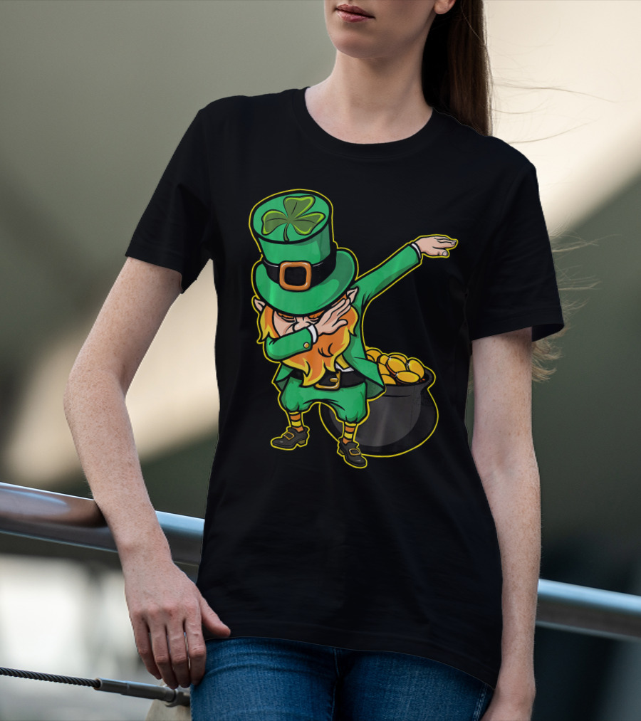 Dabbing Leprechaun Dabechaun Pot Of Gold T-Shirt