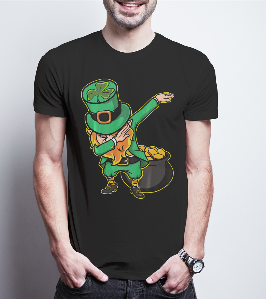 Dabbing Leprechaun Dabechaun Pot Of Gold T-Shirt