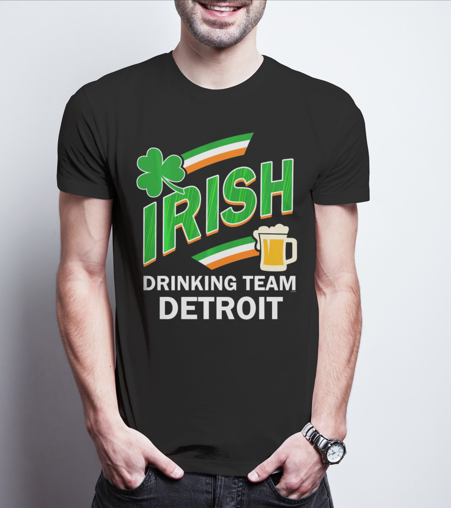 Detroit Irish Drinking Team St Patricks Clover Beer T-Shirt