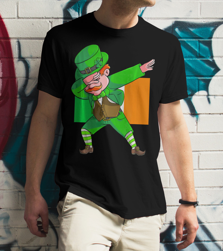 Dabbing Leprechaun Ireland Flag St. Patrick's Day Fun T-Shirt