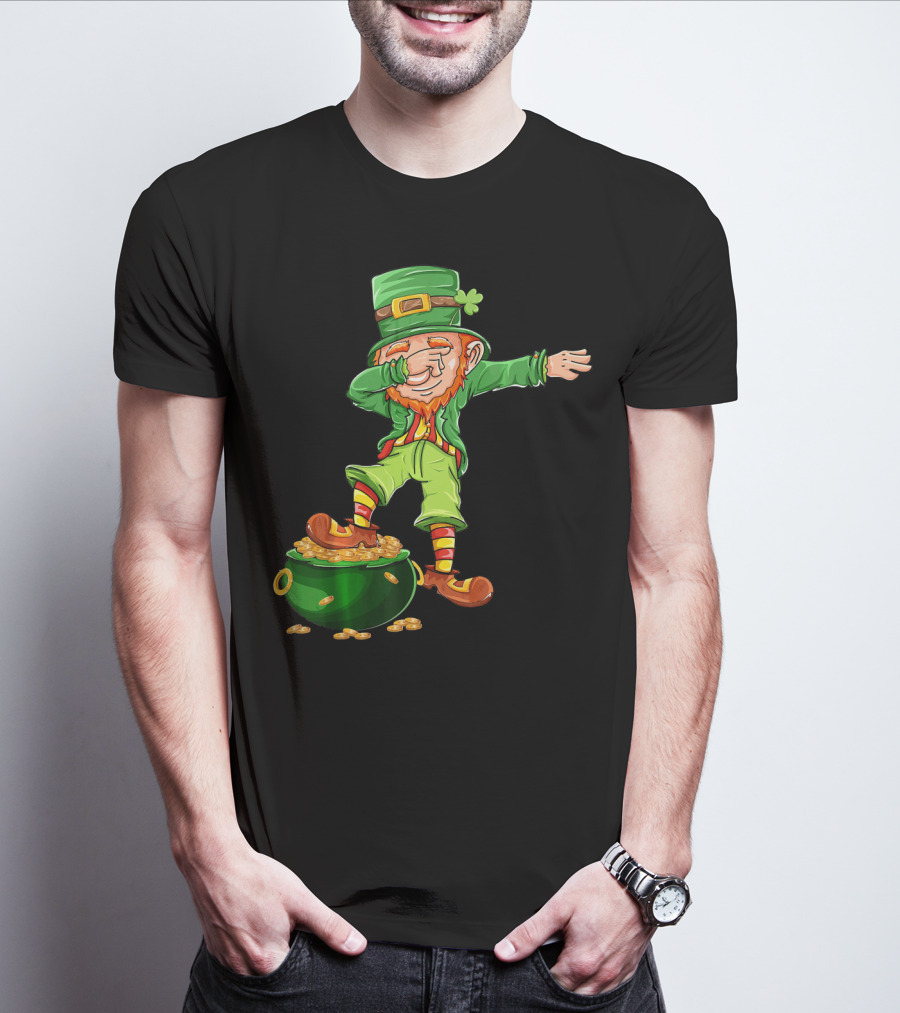 Leprechaun Dabbing St Patricks Day Pot Of Gold T-Shirt