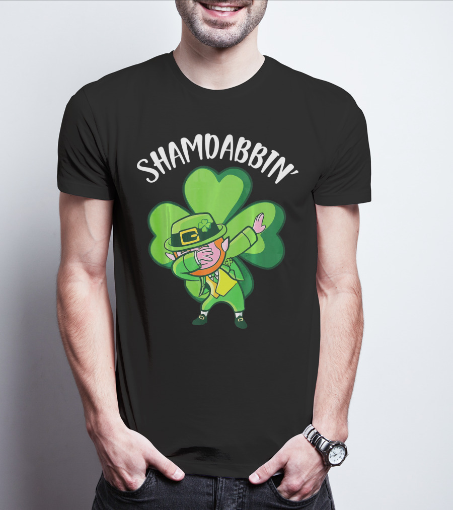 SHAMDABBIN' Leprechaun Dabbing With Big Shamrock T-Shirt
