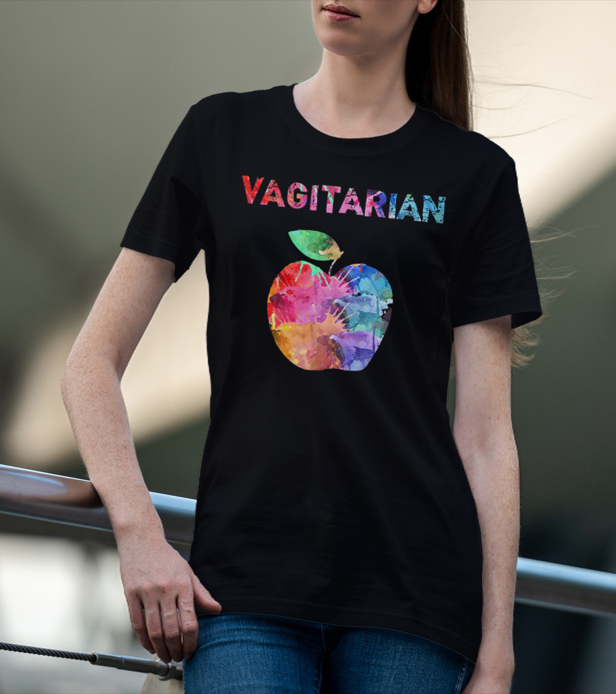 Vagitarian Watercolor Apple Vegetarian Funny T-Shirt