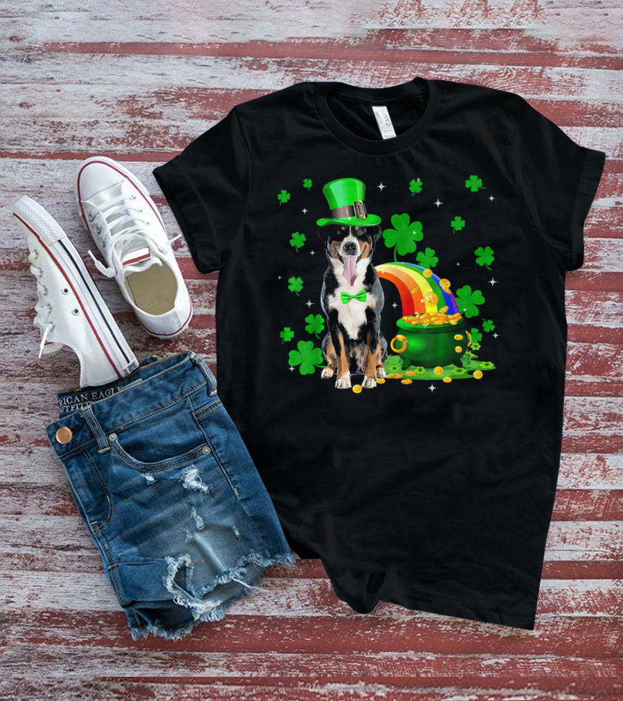 Leprechaun Appenzeller Sennenhund St Patrick's Day Rainbow Pot Of Gold Shamrocks T-Shirt