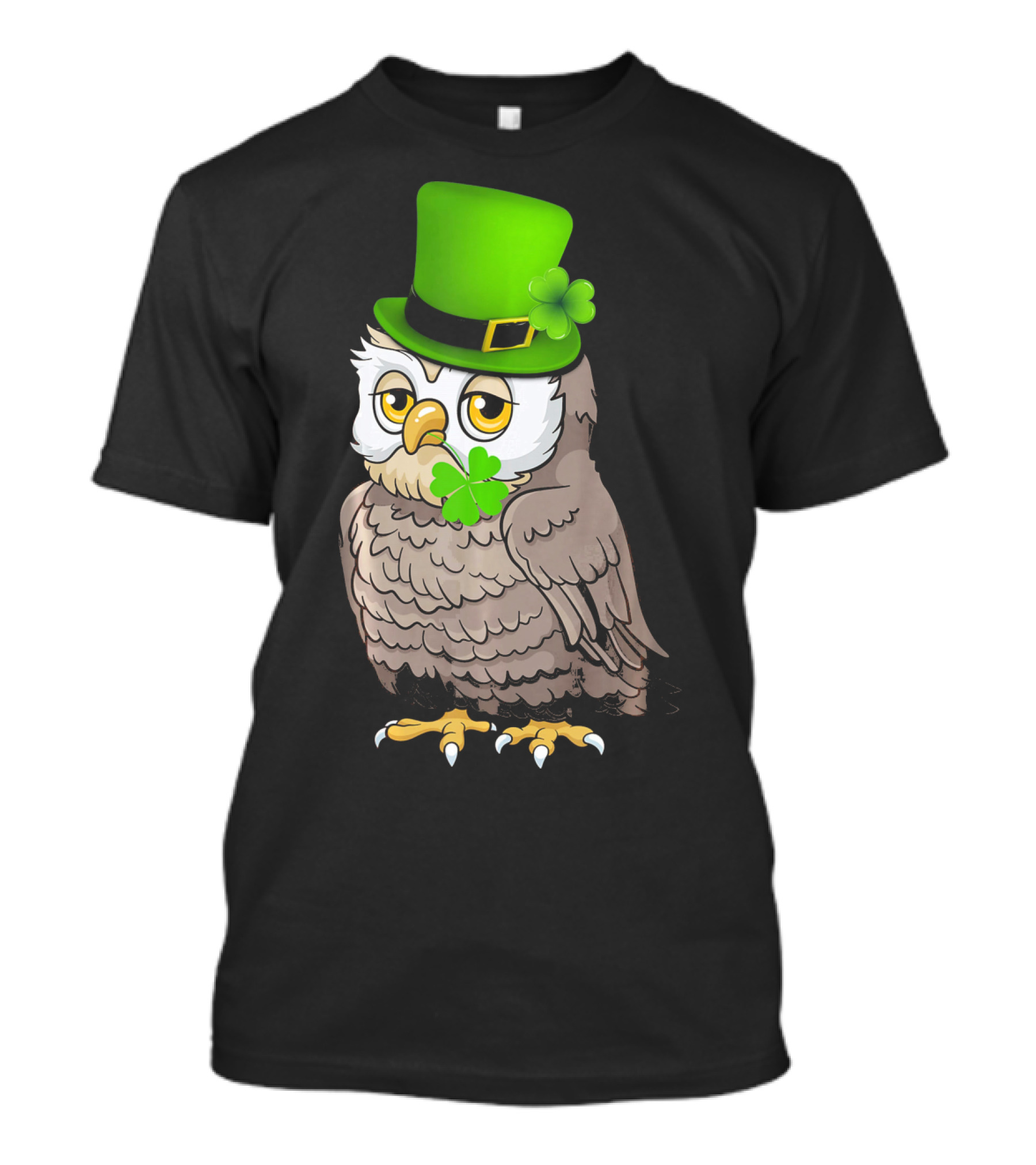 St Patricks Day Owl Wearing Green Hat With Shamrock Clove T-Shirt