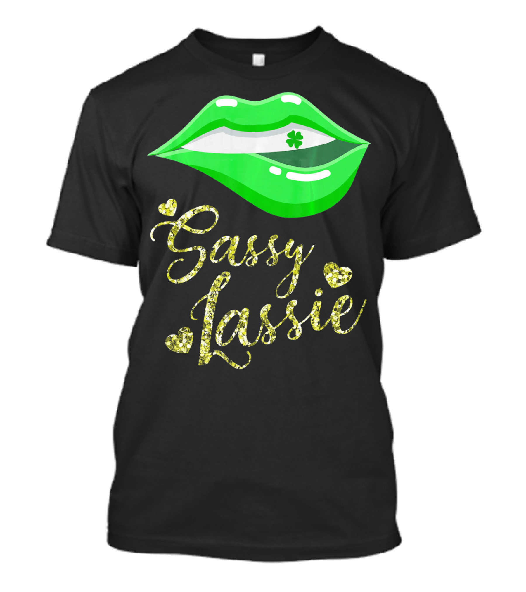 Sassy Lassie St Patricks Day Women Cute Lips Shamrock T-Shirt
